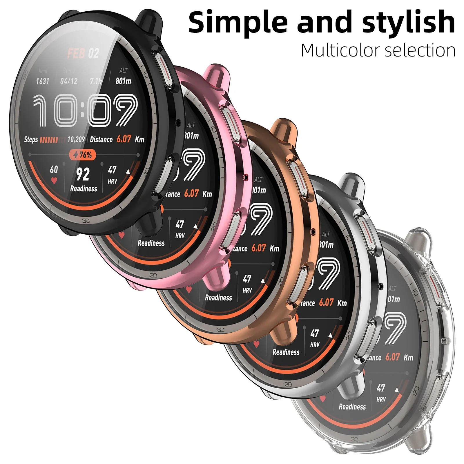 Amazfit Active 2 화면 보호기 케이스용 케이스 Active2 액세서리용 소프트 TPU 전방위 보호 범퍼 커버 쉘