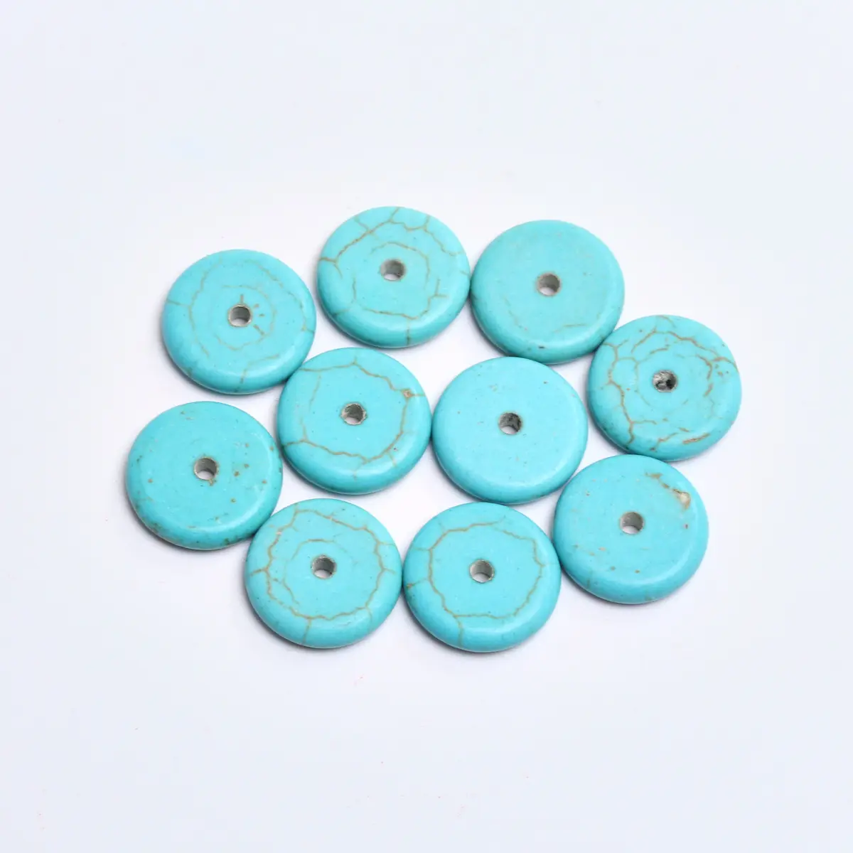 6mm/8mm/12mm/14mm/16mm 천연석 녹색 청록색 스페이서 플랫 라운드 비즈 50/30/15/10/5 개/가방 Diy 쥬얼리 만들기위한