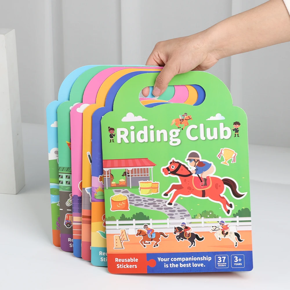 어린이 DIY 스티커 책 거품 장면 스티커 젤리 붙여 넣기 장난감 어린이 휴대용 재사용 가능한 조용한 바쁜 붙여 넣기 책