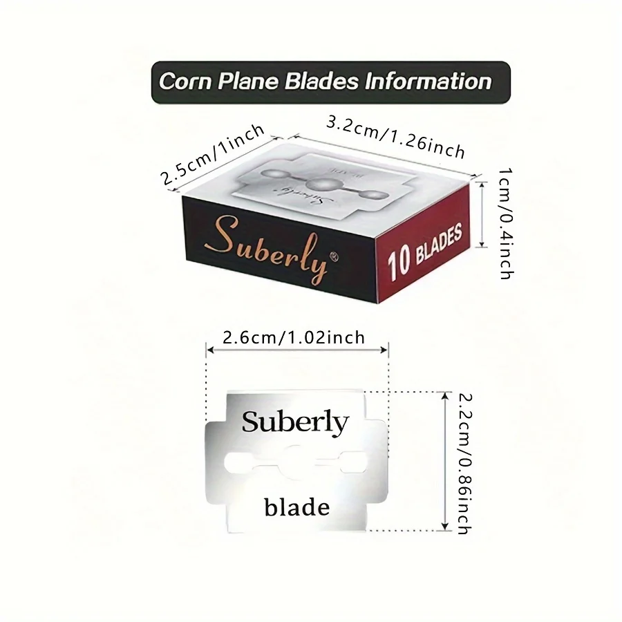 발 관리 및 페디큐어 도구용 굳은살 면도기 블레이드, 옥수수 평면 블레이드, 교체 블레이드, 10/50 개
