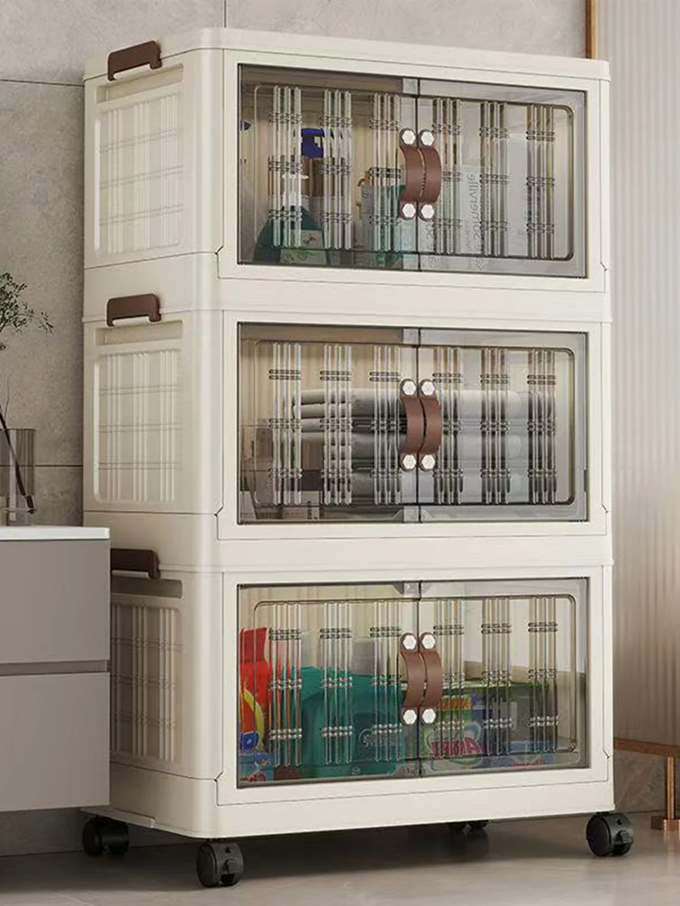 대용량 다기능 접이식 보관 캐비닛 방진 옷장 옷장 주최자 설치가 쉬운 보관함