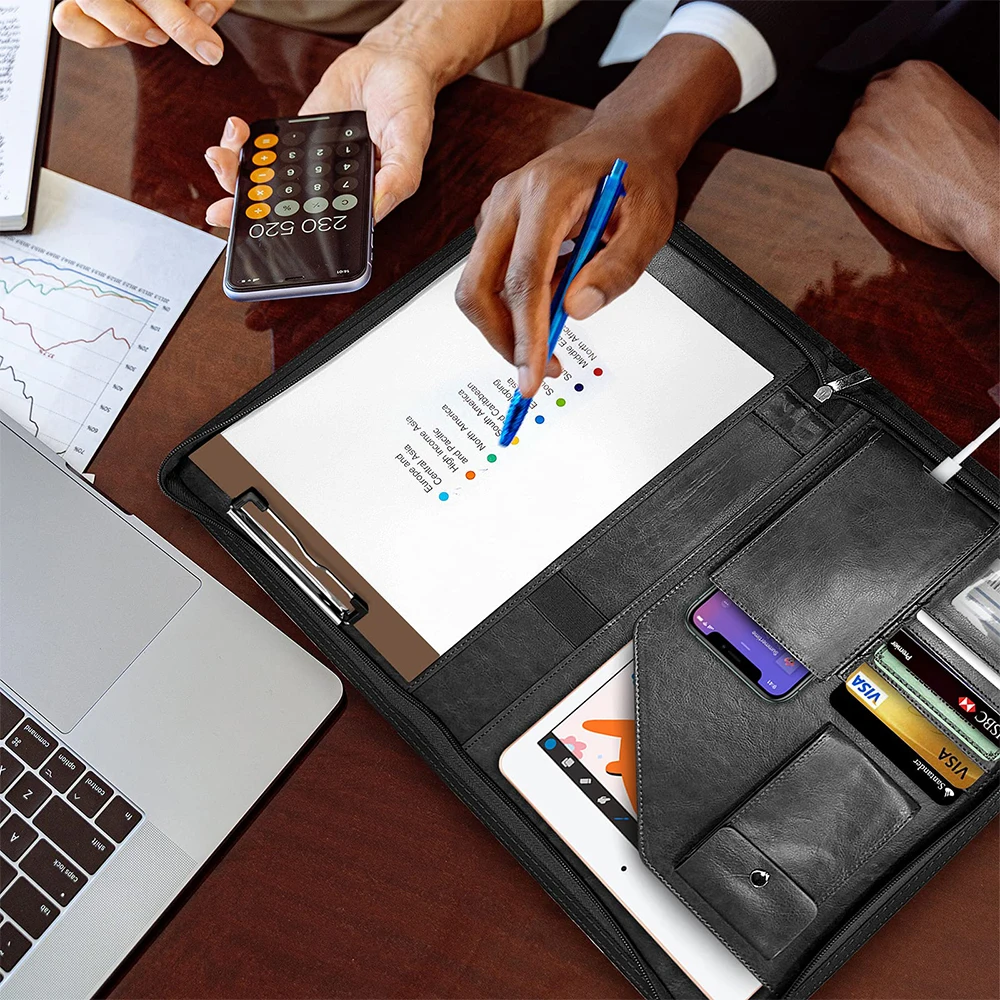 다기능 A4 회의 폴더 비즈니스 문구 폴더 가죽 계약 파일 폴더여행 문서 폴더 NEWYES 2024