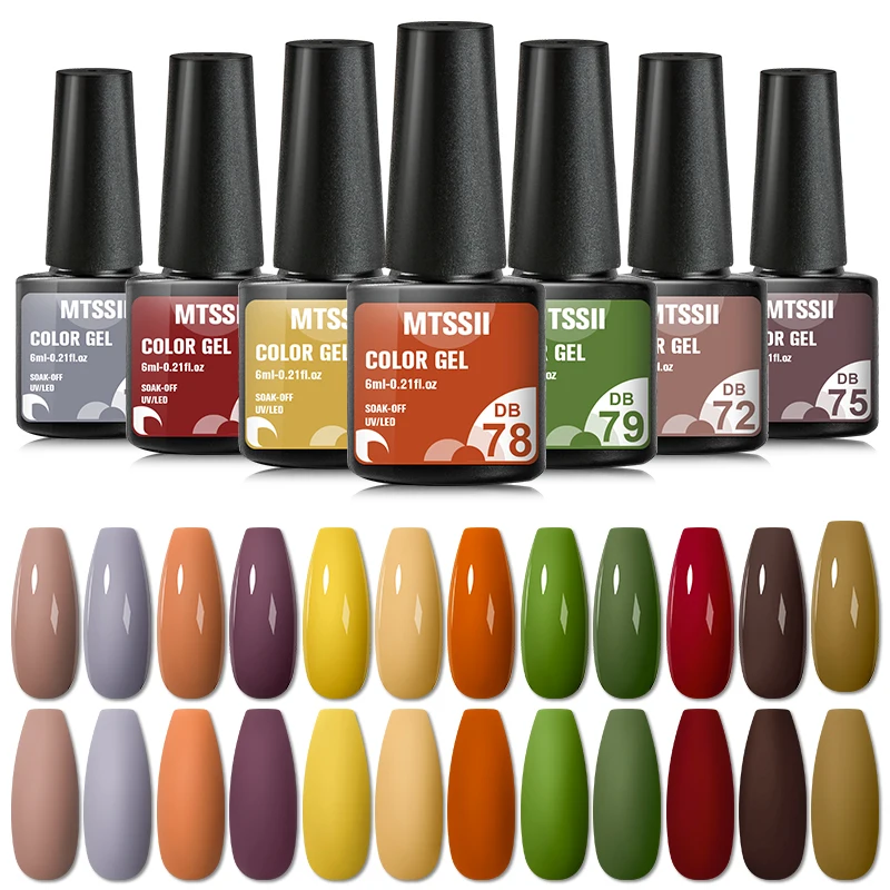 Mtssii-세미 퍼머넌트 UV LED 네일 폴리시 젤 6ml, 가을 오렌지 테마, 네일아트 매니큐어, 네일아트