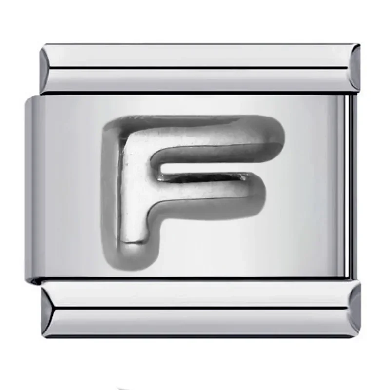 남녀공용 실버 글자 이름 이탈리아 참 핏, 9mm 스테인리스 스틸 모듈식 팔찌, 도매 주얼리, 2025 신제품