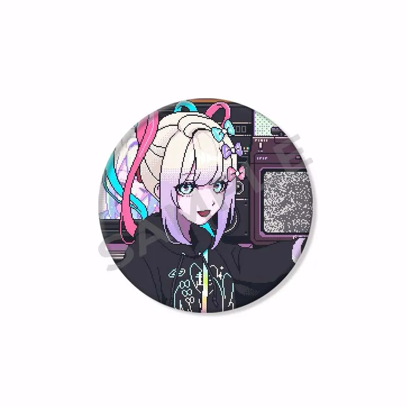가난한 소녀 과다 복용 귀여운 만화 단추 핀 Pixelation KAngel Ame-Chan 고딕 로리타 브로치 배지 가방 장식 팬 수집 50mm