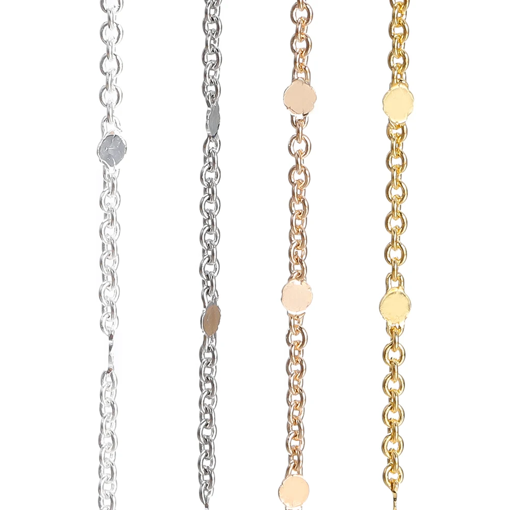 1/2Meter 1.2-1.8mm 골드 컬러 구리 체인 DIY 쥬얼리에 대한 스팽글 목걸이 체인 결과 구성 요소 공예 용품 만들기