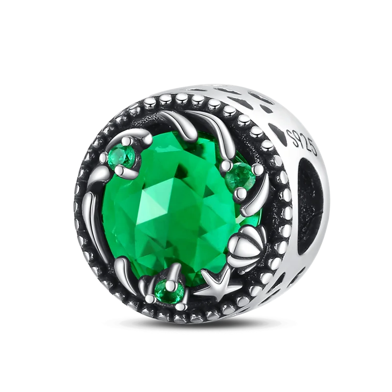 925 스털링 실버 그린 시리즈 꽃 나무 애플 펜던트 DIY 파인 비즈 맞는 원래 매력 팔찌 여성 쥬얼리 Diy