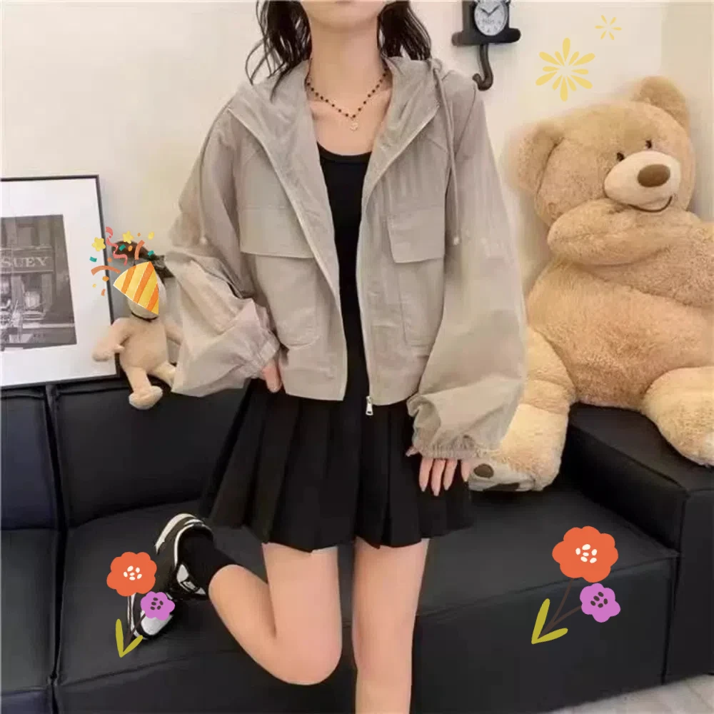 심플한 얇은 자외선 차단 의류, 루즈한 여름 긴팔 재킷, 방수 속건성 여성 코트, 야외 스포츠