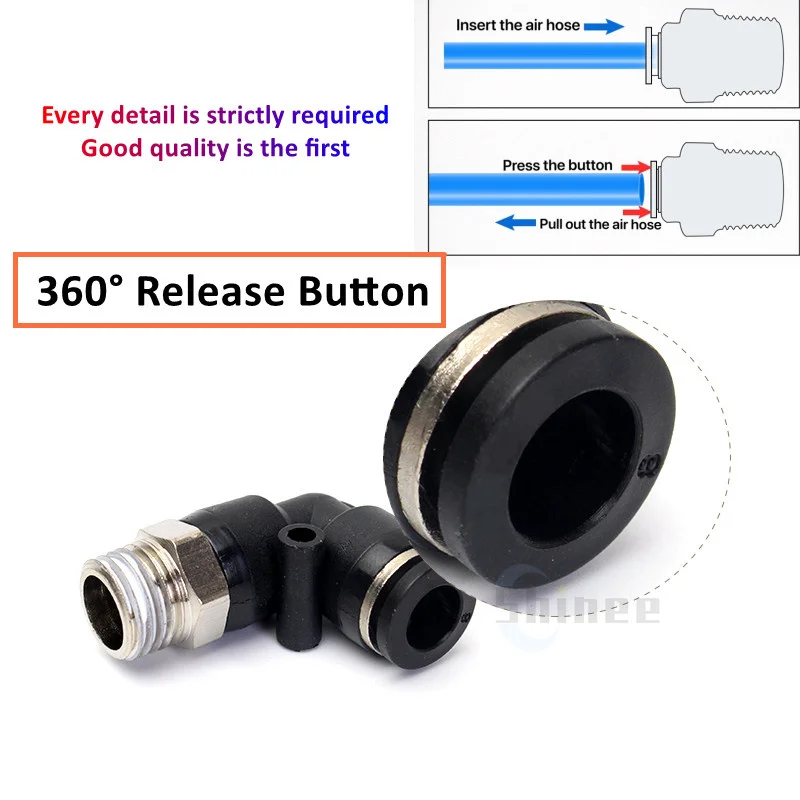 공압 공기 커넥터 피팅 PC/PCF/PB/PKB/PH/PL/PLF/PX/SL 4mm 6mm 8/10mm 나사 1/8 1/4 3/8 1/2 검정색 플라스틱 호스 피팅