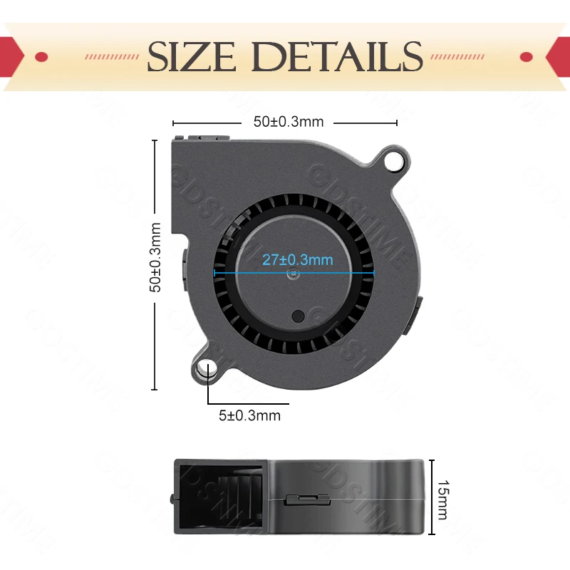 Gdstime DC 5V 12V 24V 50x50x15mm 듀얼 볼 쿨러 2Pin USB 방사형 팬 5015 터보 송풍기 3D 프린터 냉각 용 5cm 50mm 라디에이터