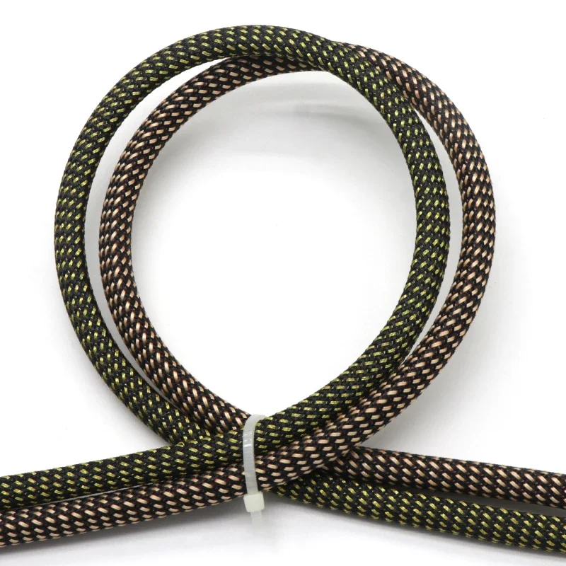 1/5/10M 블랙 골드 PET 브레이드 슬리브 2 4 6 8 10 12 14 16mm 고밀도 절연 케이블 보호 확장형 외장