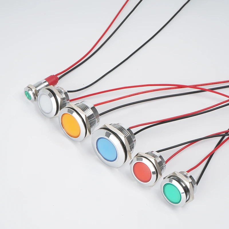 6mm8mm10mm12mm16mm19mm22mm 금속 표시기 LED 신호 와이어 3v 5v 12V 24V 220V 경고등, 빨간색, 파란색, 노란색, 녹색