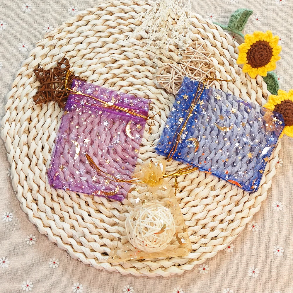 25/50/100pcs 문 스타 Organza 선물 가방 웨딩 파티 캔디 가방 쥬얼리 포장 도매에 대 한 여러 가지 빛깔의 보석 선물 파우치