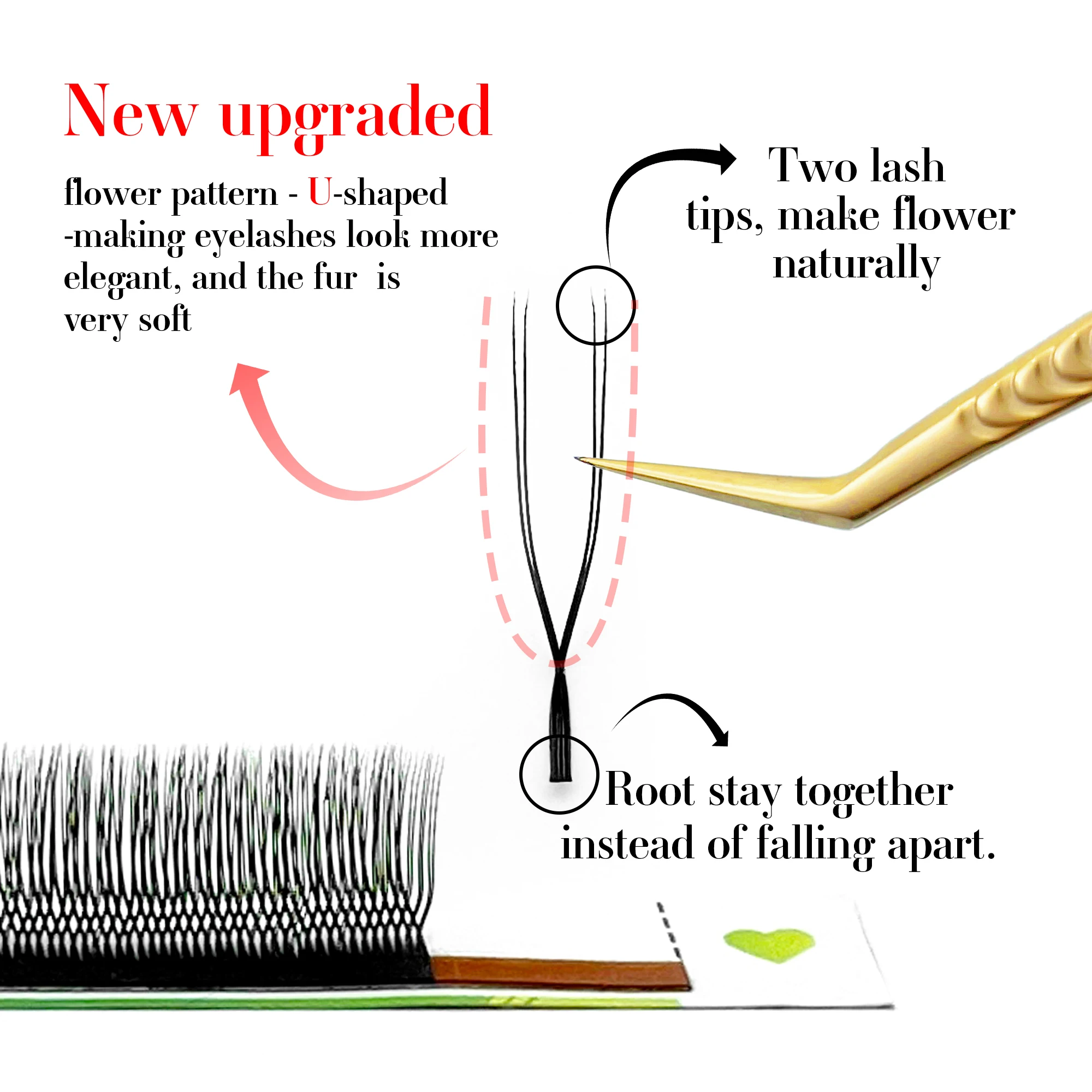 라카나쿠 뉴 U 래쉬 쉐이프 속눈썹 연장 U YY 래쉬 쉐이프 블룸 아이 래쉬 내추럴 소프트 DIY 프리메이드 팬 래쉬 연장