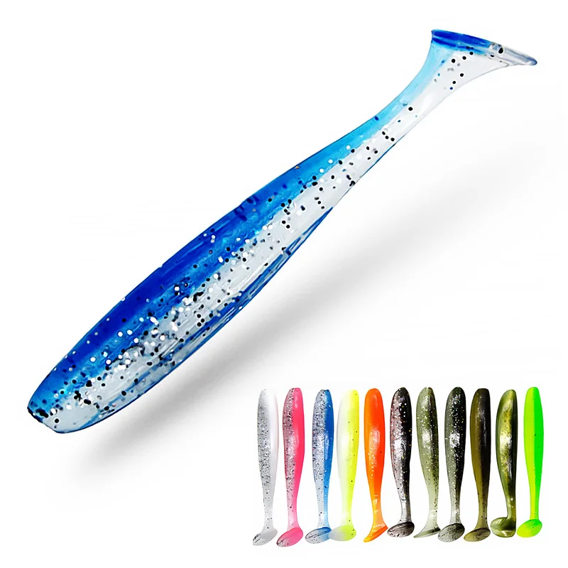 바주카포 쉐드 웜 낚시 소프트 루어 빅 실리콘 90 100mm 미끼 T 테일 Easy Shiner Wobbler Swimbait Pesca Trout Pike Bass Winter