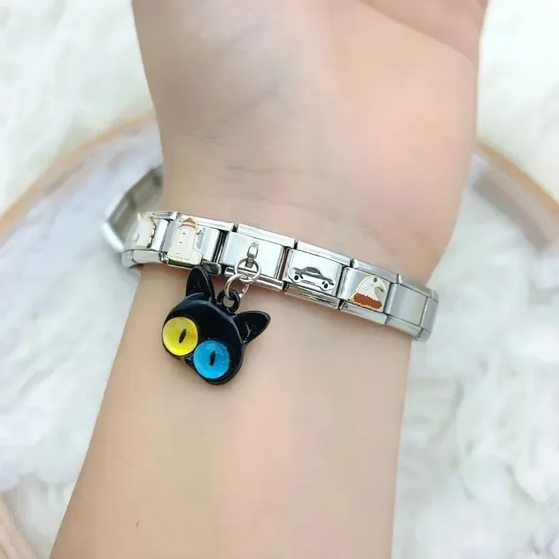 여성 패션 귀여운 작은 악마 이탈리아 매력 링크 맞는 9mm 모듈 형 별자리 팔찌 스테인레스 스틸 쥬얼리