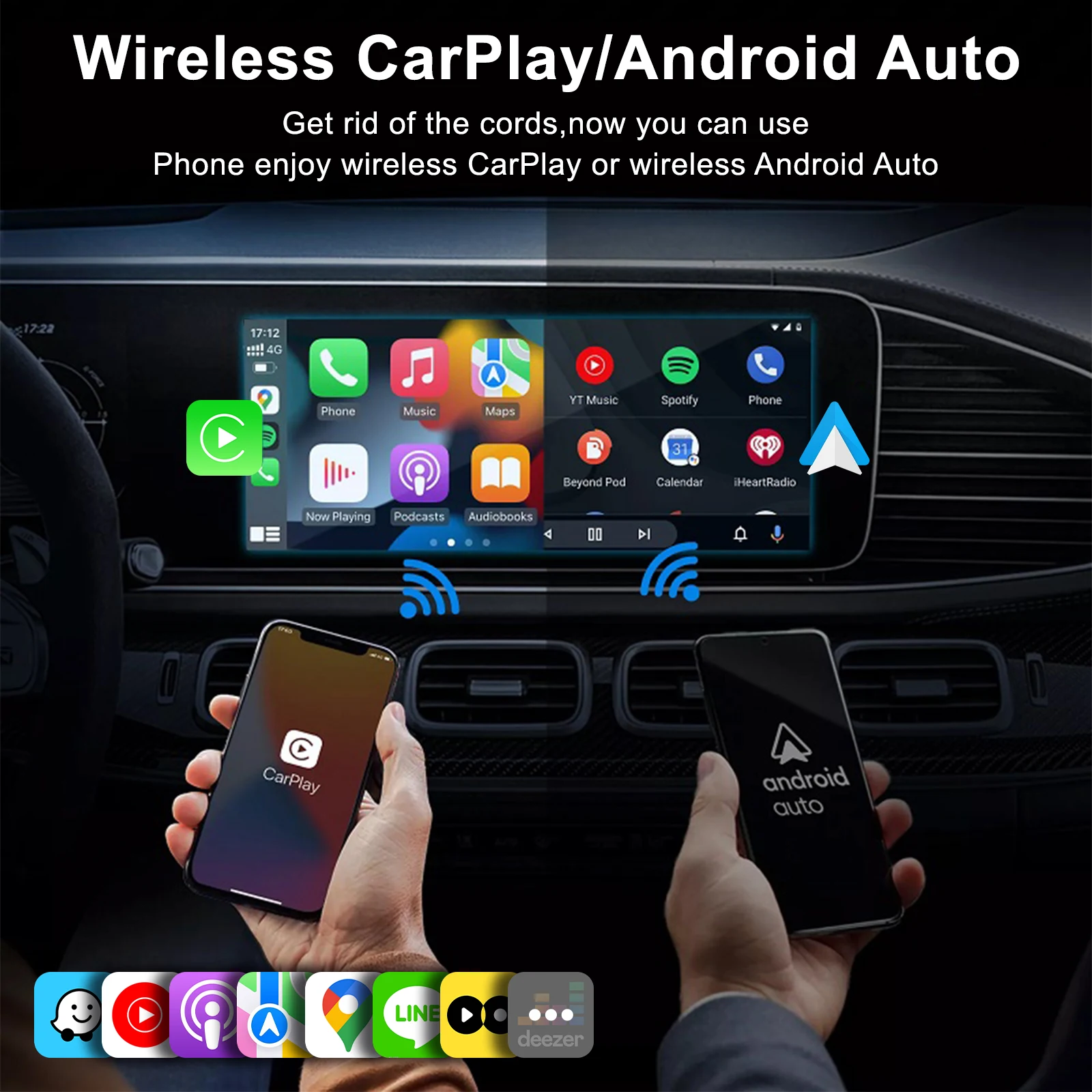 IHeylinkit 무선 Carplay 안드로이드 자동 무선 어댑터 동글 활성제 대부분의 차량 모델에 대한 자동 연결 아연 합금 쉘