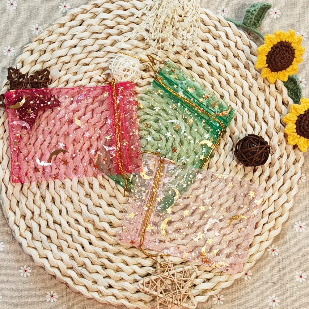 25/50/100pcs 문 스타 Organza 선물 가방 웨딩 파티 캔디 가방 쥬얼리 포장 도매에 대 한 여러 가지 빛깔의 보석 선물 파우치