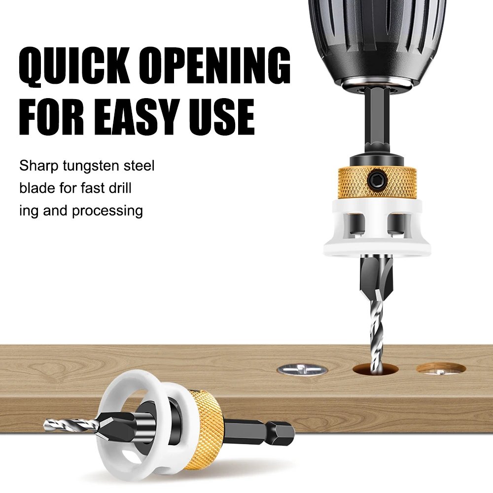 목공 제한 4개의 가장자리 카운터싱크 드릴 합금 드릴 콘 드릴 조정 가능한 깊이 스텝 드릴 나사 카운터싱크 드릴 비트