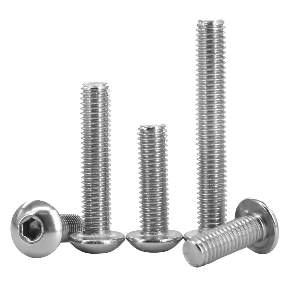 ISO7380 스테인레스 스틸 육각 나사 M2 M2.5 M3 M4 M5 M6 M8 M10 M12 육각형 304 SS 소켓 알렌 볼트 스레드 기계 금속 나사