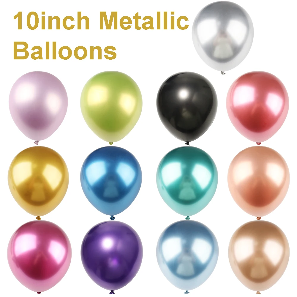 10 인치 금속 풍선 10/20/50pcs 골드 실버 믹스 풍선 생일 축하 장식 웨딩 글로브 파티 용품 졸업