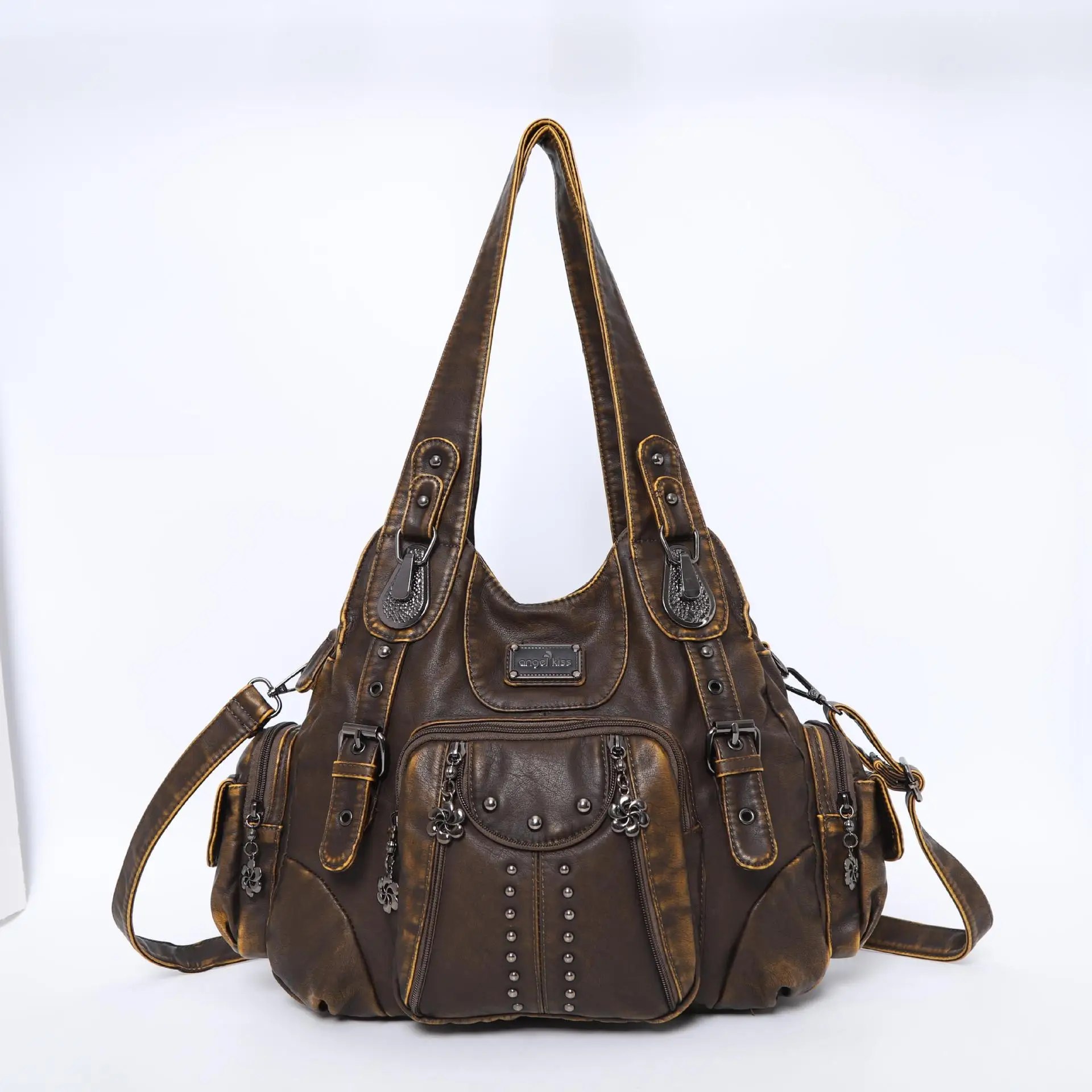 Angelkiss 가방 여성 패션 핸드백 여성 숄더 가방 PU 가죽 핸드백 여성 Satchel 큰 어깨 지갑 가방 bolsa feminina