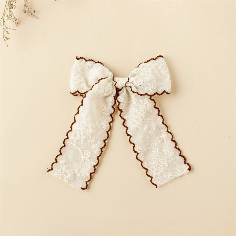 머리핀아기 머리핀헤어핀 여아용 귀여운 머리핀 바레트, 여아용 머리핀, 흰색 레이스 리본, 헤어 클립, 학교 여아, 어린이 모자, 어린이 헤어 액세서리, 1 개