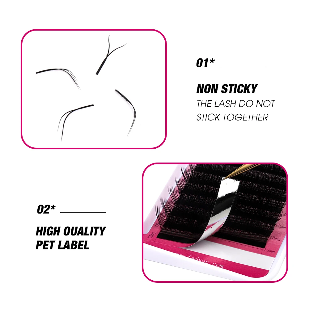 Fadvan 싱글 팁/더블 팁 YY 모양 블랙 브라운 속눈썹 연장 C/D/L/LU/L+ 컬 고품질 개별 속눈썹