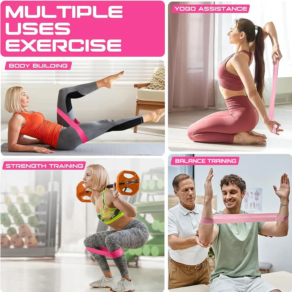 운동용 저항 밴드, 탄성 운동 루프 밴드, 부티 다리용 스트레치 밴드 요가 스타터 세트, 필라테스 플렉스밴드