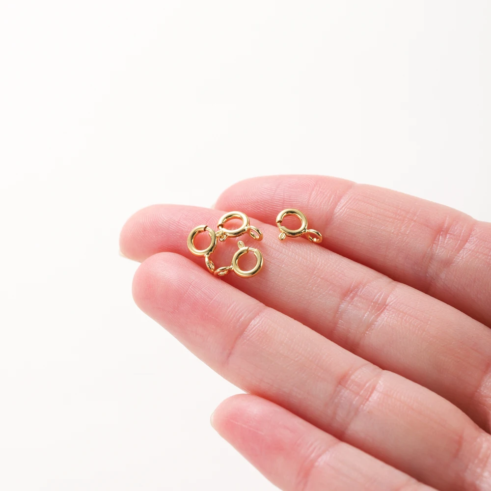 10pcs/14K 18K 골드 라운드 스프링 걸쇠 점프 링 오픈 연결 걸쇠 DIY 쥬얼리 목걸이 체인 액세서리 만들기