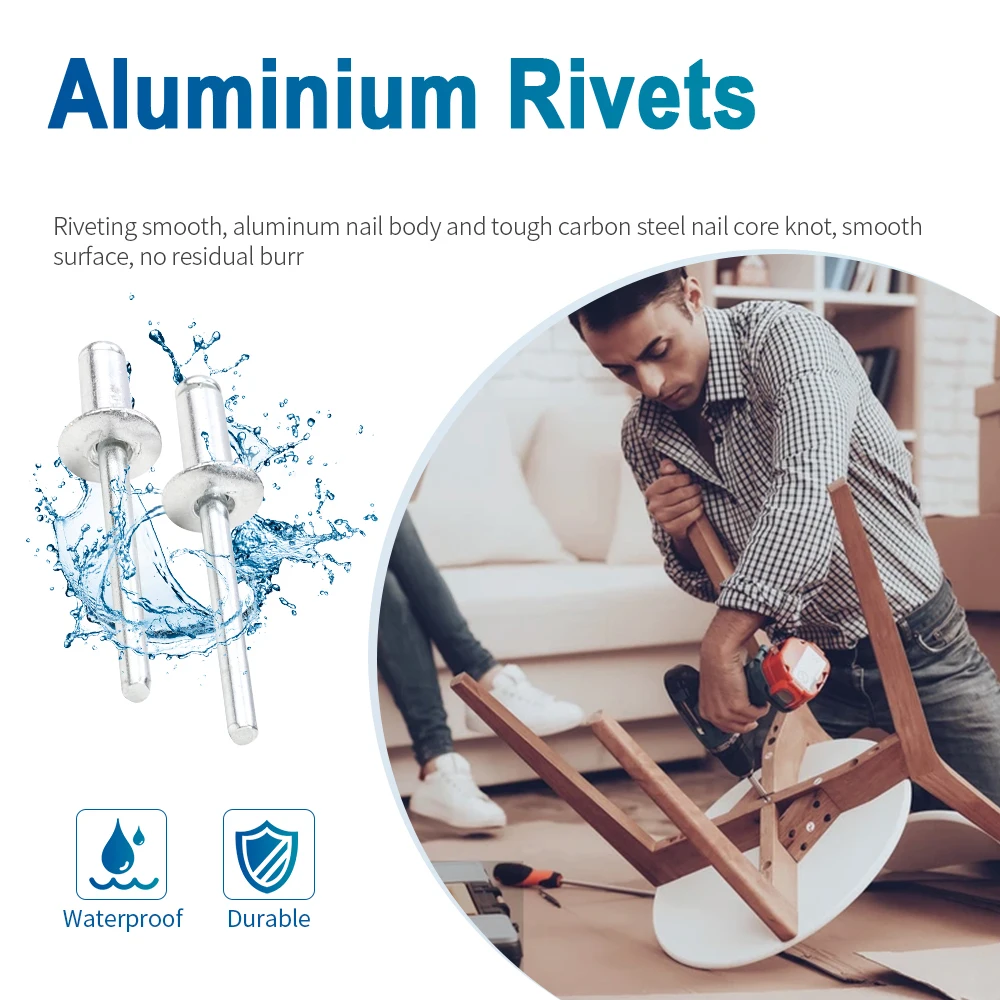 10-50pcs 알루미늄 블라인드 리벳 M2.4 M3 M3.2 M4 M4.8 M5 M6 알루미늄 시트 용 돔 헤드 팝 리벳 스틸 맨드릴 배기 리벳