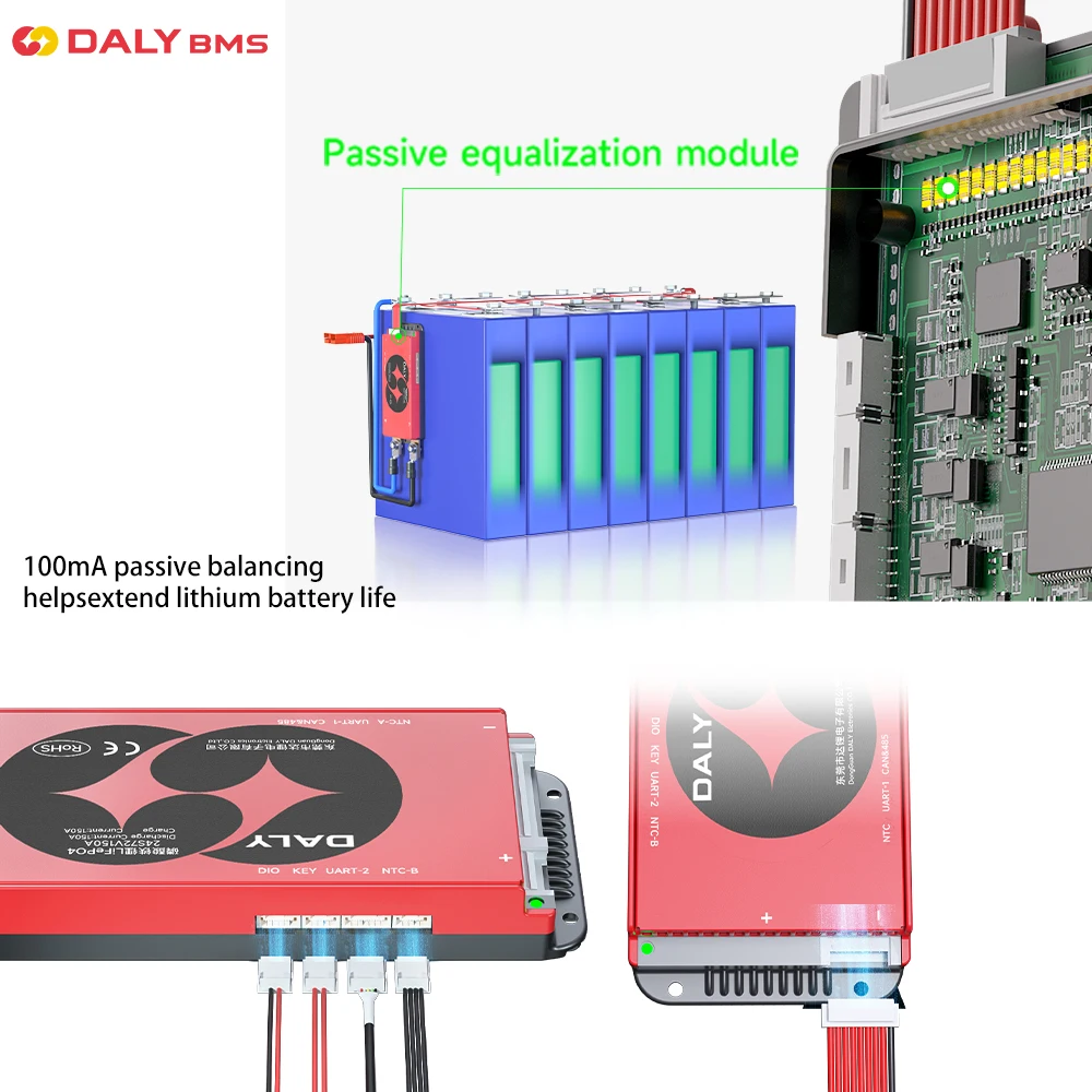 Daly BMS  스마트 BMS LiFePo4 4S 12V BMS 8S 24S 72V 48V 16S 40A 60A 100A 150A 200A 250A 300A 3.7V 리튬 이온 BMS 7S 13S 14S 3.2V BMS