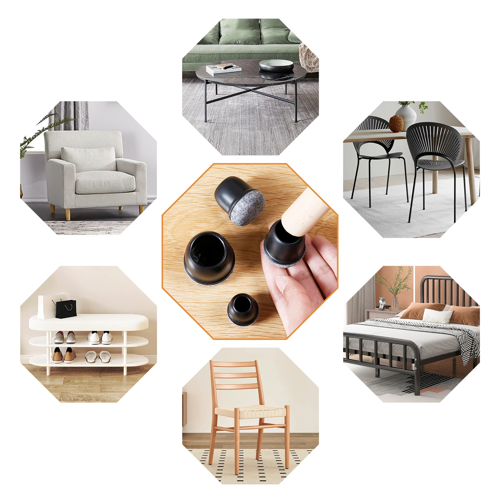 16PCS 의자 다리 보호대 미끄럼 방지 실리콘 360 ° 나무 바닥용 펠트 패드 바닥 포장 두꺼운 가구 다리 커버