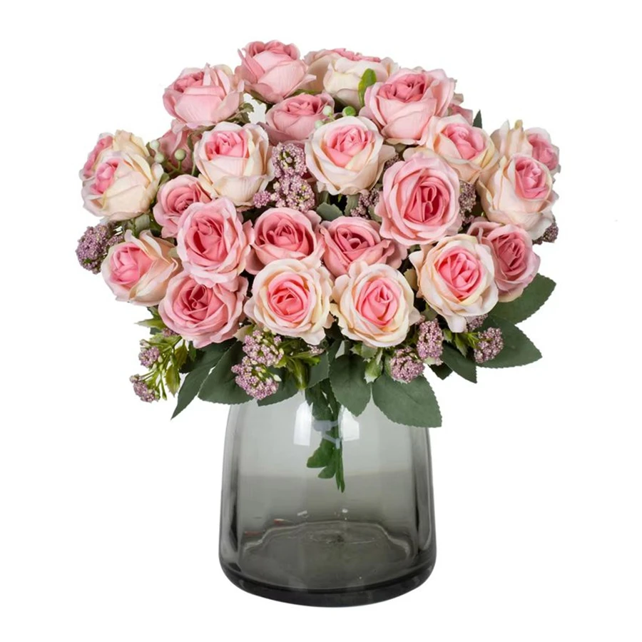 축제 정원 홈 테이블을위한 인공 꽃 실크 로즈 꽃다발 웨딩 신부 부케 Decorati Diy Stage Prop Hotsales