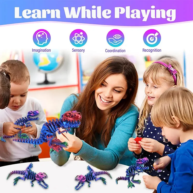 3D 인쇄 티라노사우루스 렉스 현실적인 공룡 모델 관절 전체 움직일 수있는 생일 선물 현실적인 동물 장식 데스크탑