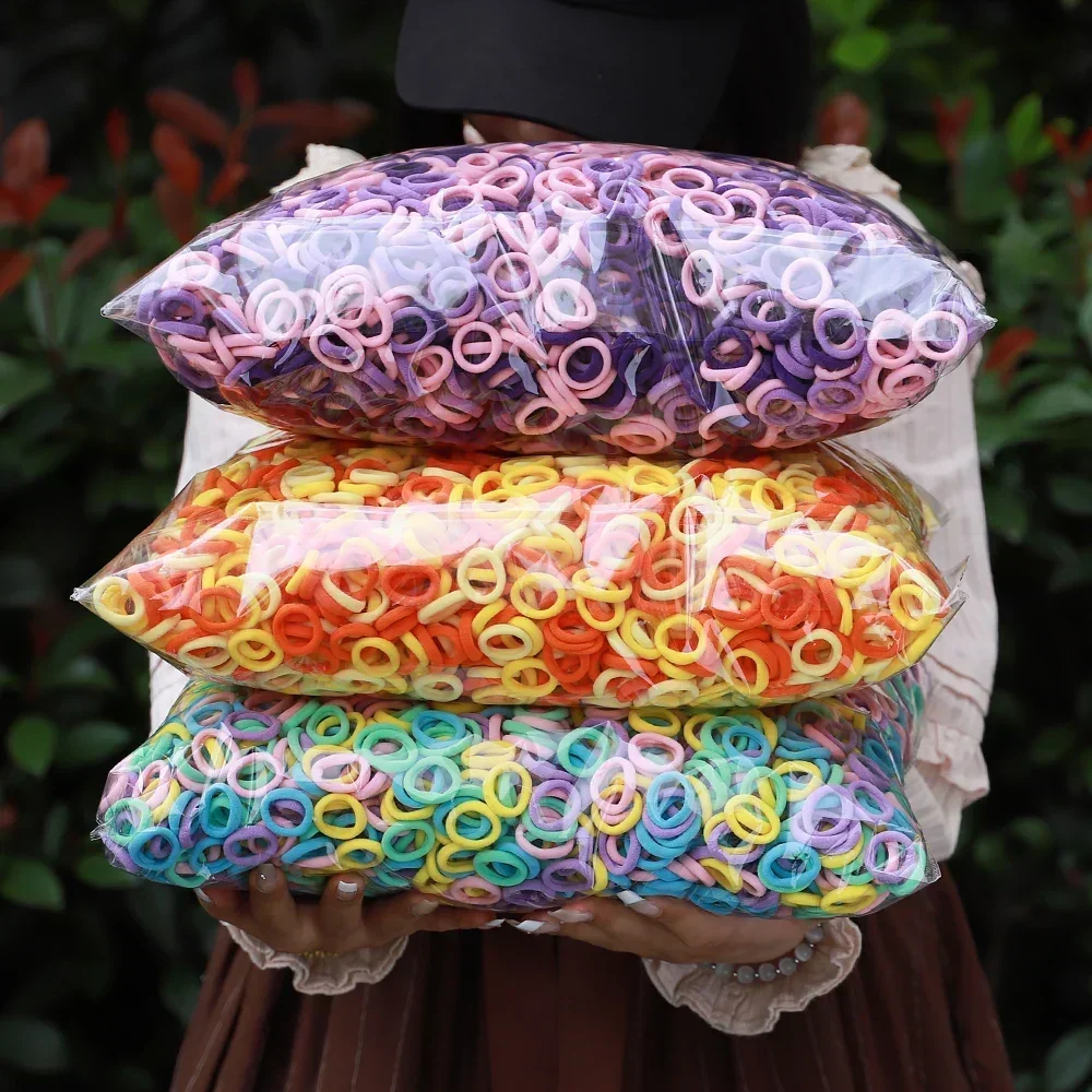 50/100Pcs 여자를위한 다채로운 기본 나일론 Ealstic 헤어 넥타이 포니 테일 잡아 Scrunchie 고무 밴드 아이 패션 헤어 액세서리