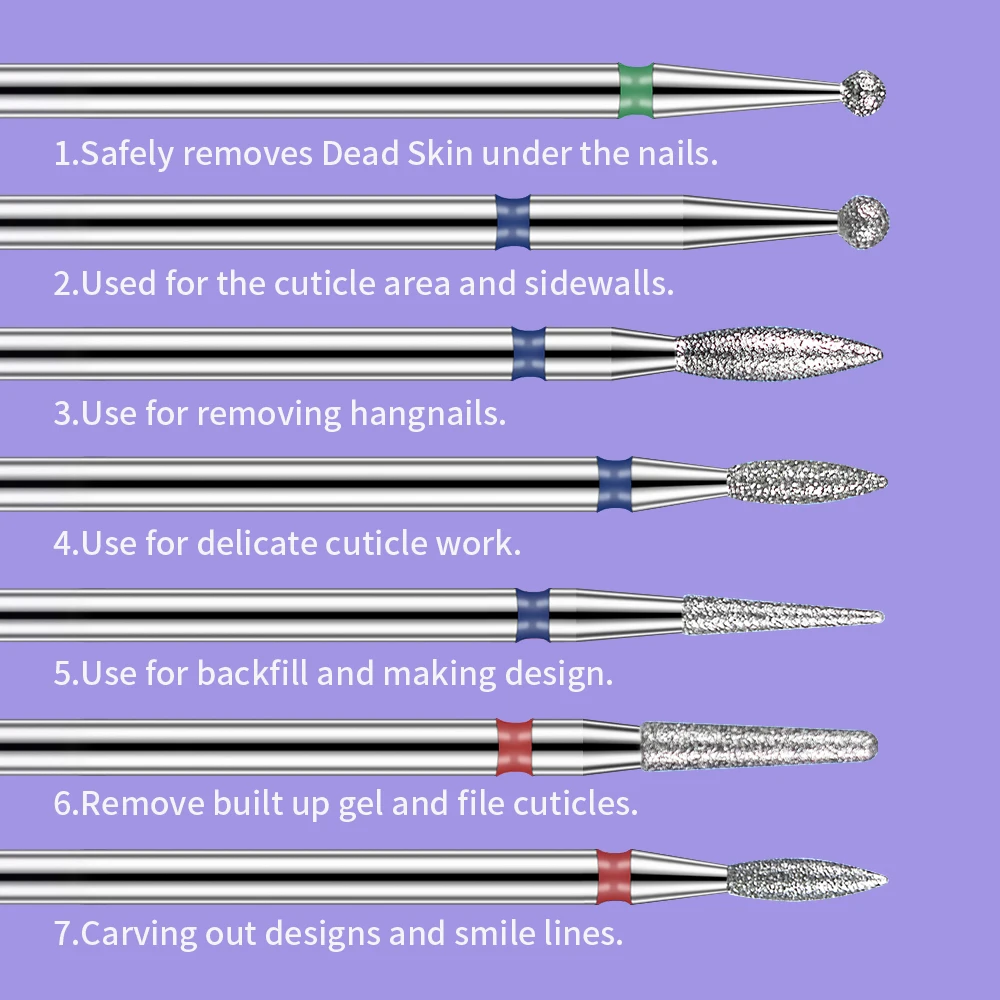 다이아몬드 네일 드릴 비트 밀 커터 매니큐어 기계 비트 도구 액세서리 네일 젤 제거를위한 큐티클 클린