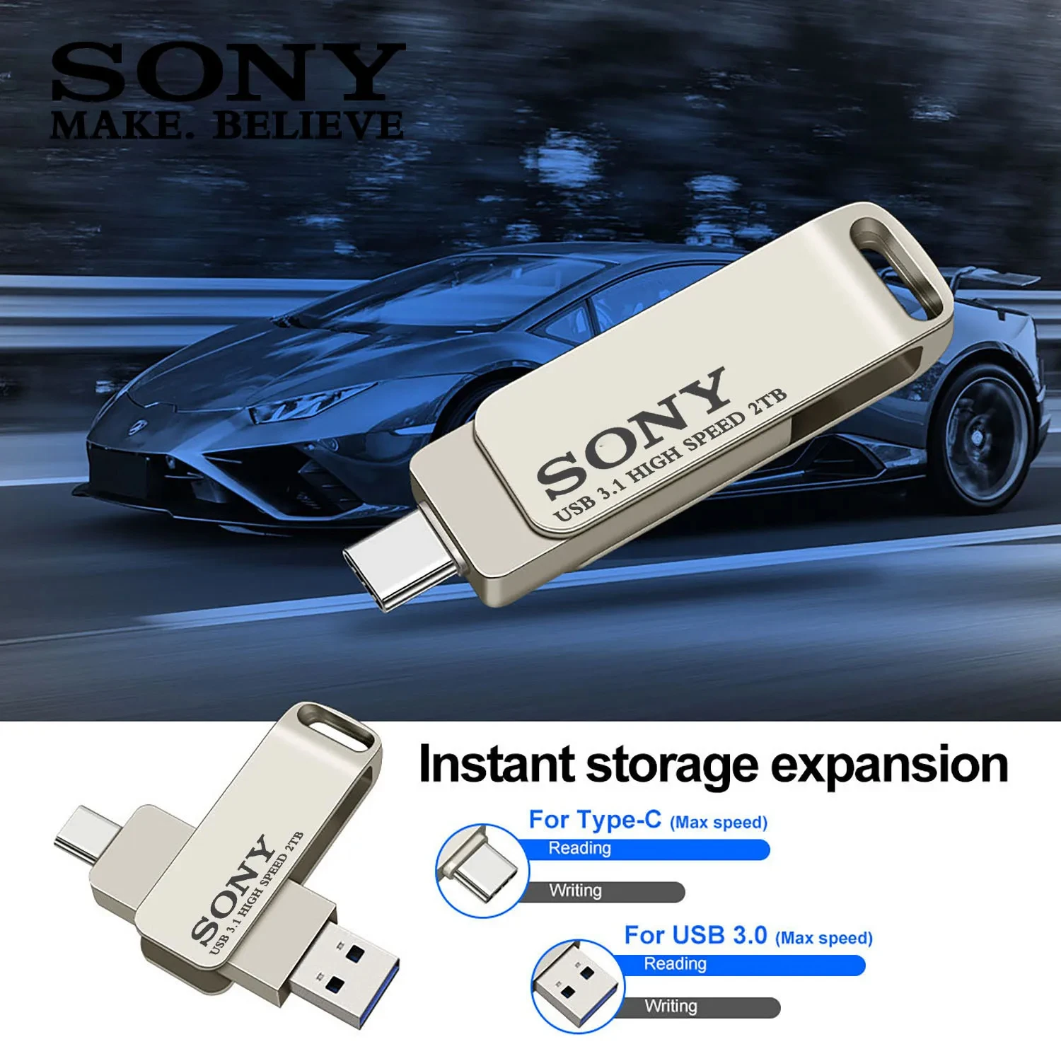2TB 소니 USB PenDrive 고속 유형 C 플래시 드라이브 Xiaomi 전화 용 1TB 금속 Pendrive 512GB 256GB 휴대용 Memoria USB 스틱