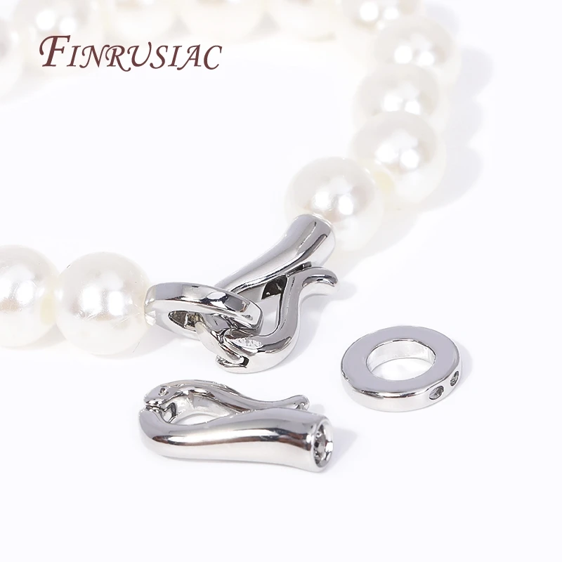 진주 팔찌 목걸이 만들기위한 18K 골드 도금 커넥터 걸쇠, 비즈 엔드 캡 패스너 걸쇠 DIY 수제 보석 결과