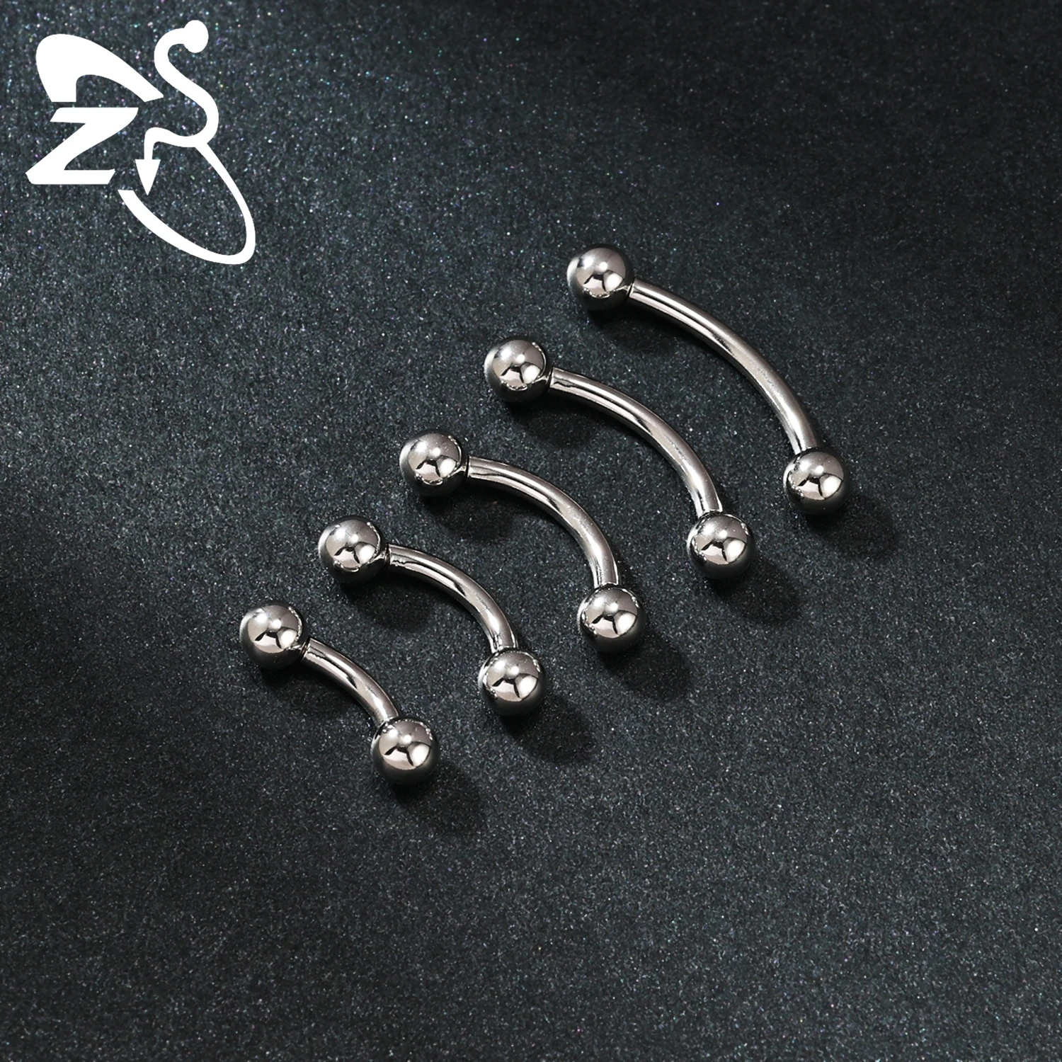 ZS 1PC 내부 스레드 14/16/18G 스테인레스 스틸 배꼽 링 6MM-14MM 곡선 배꼽 링 헬릭스 연골 피어싱 쥬얼리