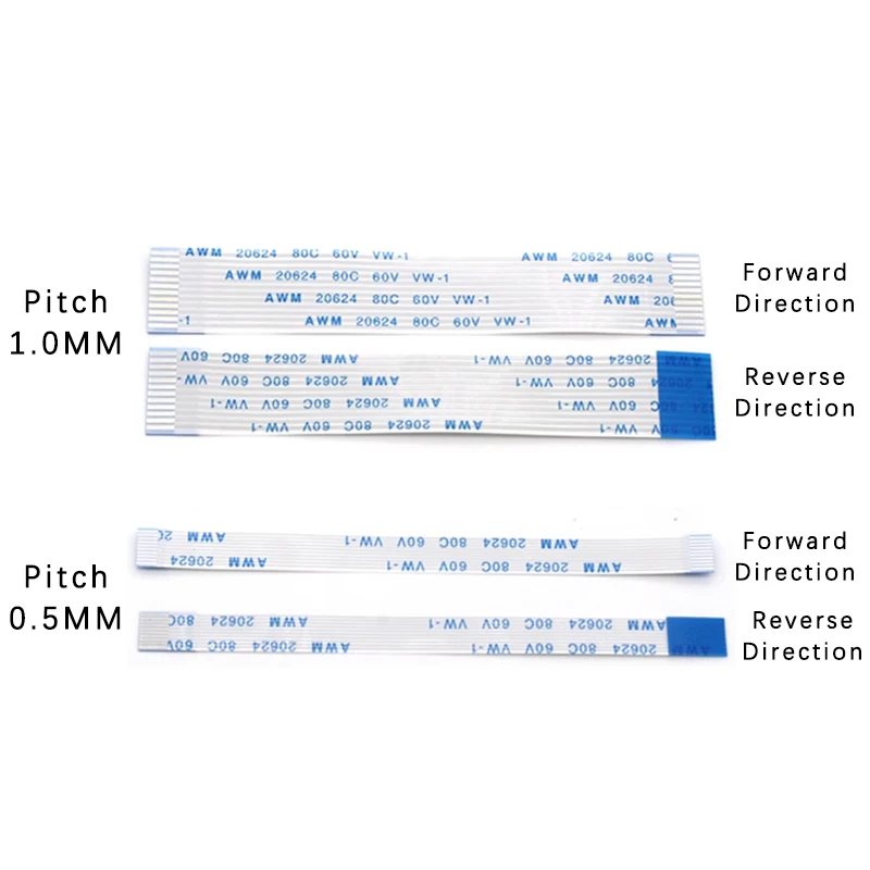 10PCS FPC FFC 리본 유연한 플랫 케이블 4/6/8/10/12/14/16/18/20/24/30/34/40/50/60P 핀 피치 0.5MM 1.0MM A 형 와이어 길이