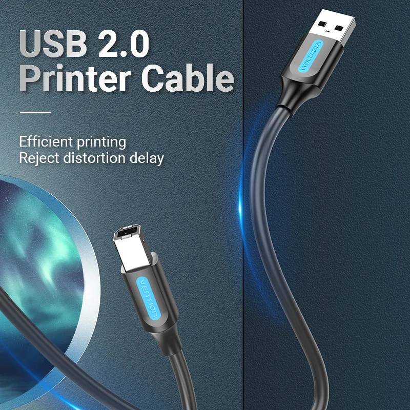Vention USB 프린터 케이블 USB 3.0 2.0 유형 A 남성-B 남성 케이블 Canon Epson HP ZJiang 라벨 프린터 DAC USB 프린터
