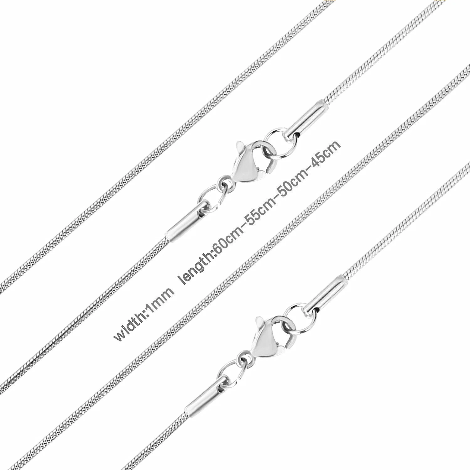 LUXUSTEEL 1pcs 1mm 황금 도금 뱀 체인 목걸이 펜던트에 대한 기본 보석 스테인레스 스틸 목걸이 DIY 초커