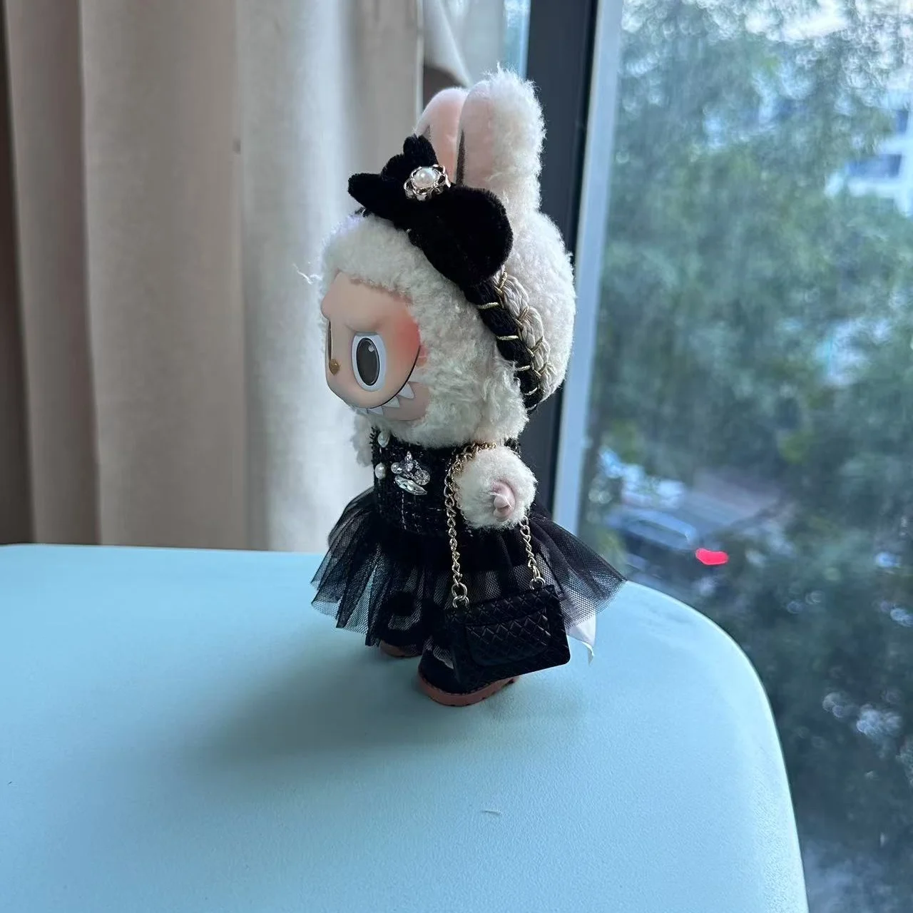 Labubu 용 옷 17cm 몬스터 인형 복장 액세서리 의류 DIY 어린이 선물 검은 동백 드레스 신발 고품질