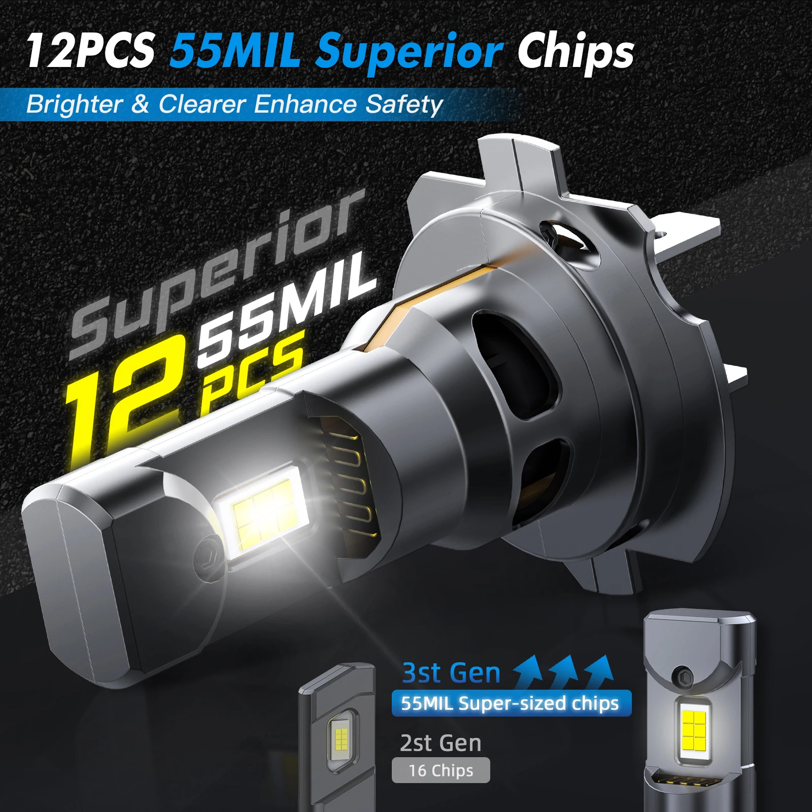 BEVINSEE H7 LED 헤드라이트 전구 70W 12000LM 무선 터보팬 H4 H11 H1 CANBUS 미니 자동 다이오드 램프 HB3 9005 HB4 9006 안개등