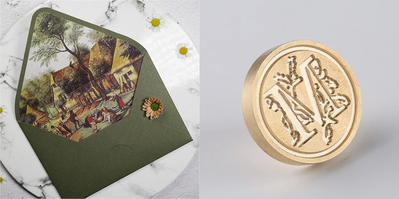 1pc 아보카도 그린 시리즈 빈티지 봉투 결혼식 초대장 인쇄 안감 봉투 초대장 고정 엽서