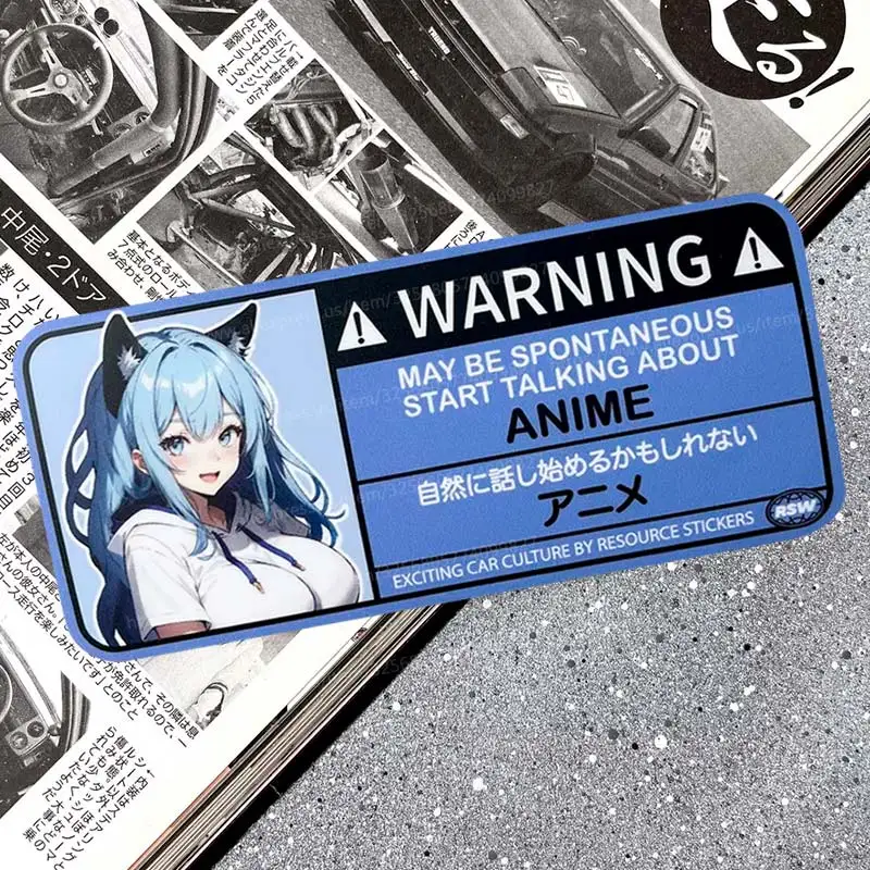 만화 자동차 스티커 경고 에어백 확인 경고 데칼 애니메이션 방수 자동차 액세서리 스티커 SH40