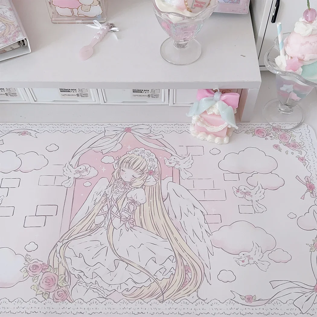 Ins 스타일 원래 디자인 소녀 마우스 패드 방수 안티 슬립 학생 기숙사 식탁 매트 귀여운 사무실 연구 키보드 패드