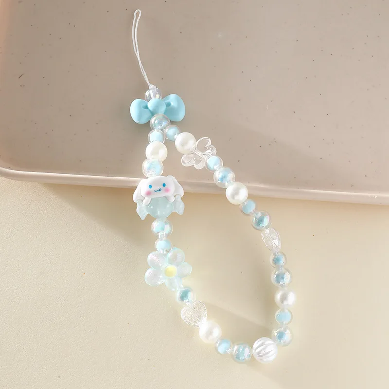 귀여운 산리오 멜로디 헬로 키티 쿠로미 Cinnamorol 아크릴 키 체인 핸드 체인 전화 체인 전화 액세서리 쥬얼리 액세서리