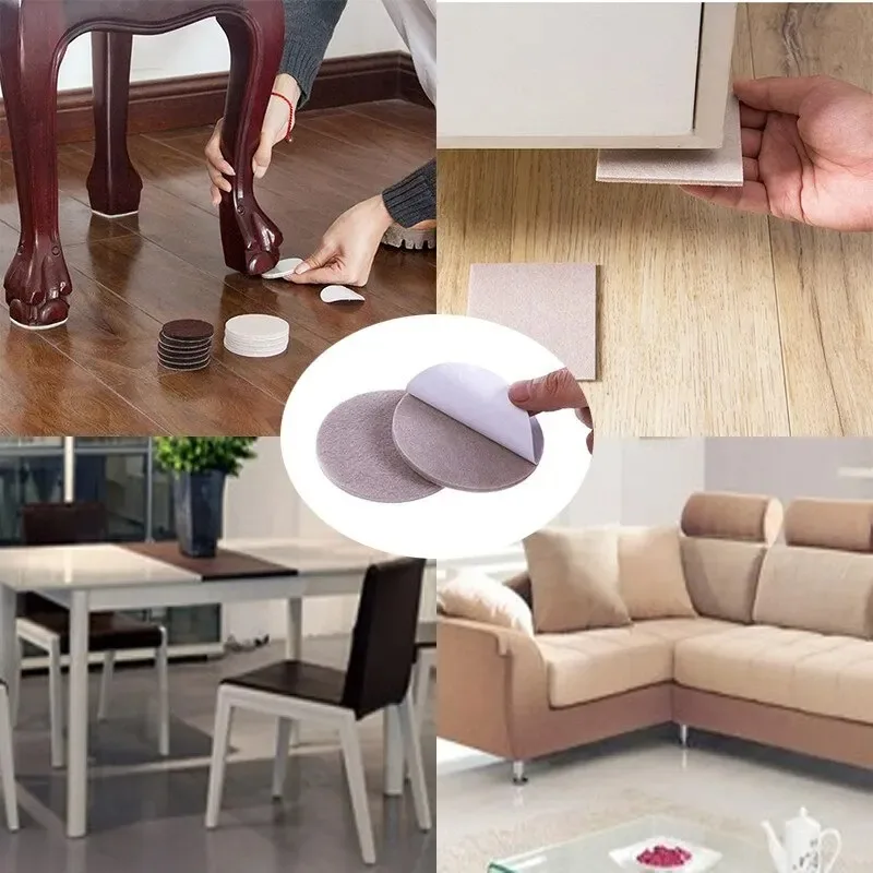 두꺼운 자체 접착 펠트 의자 다리 패드, 미끄럼 방지, 긁힘 방지, 소음 방지, 바닥 가구 보호 패드 가스켓